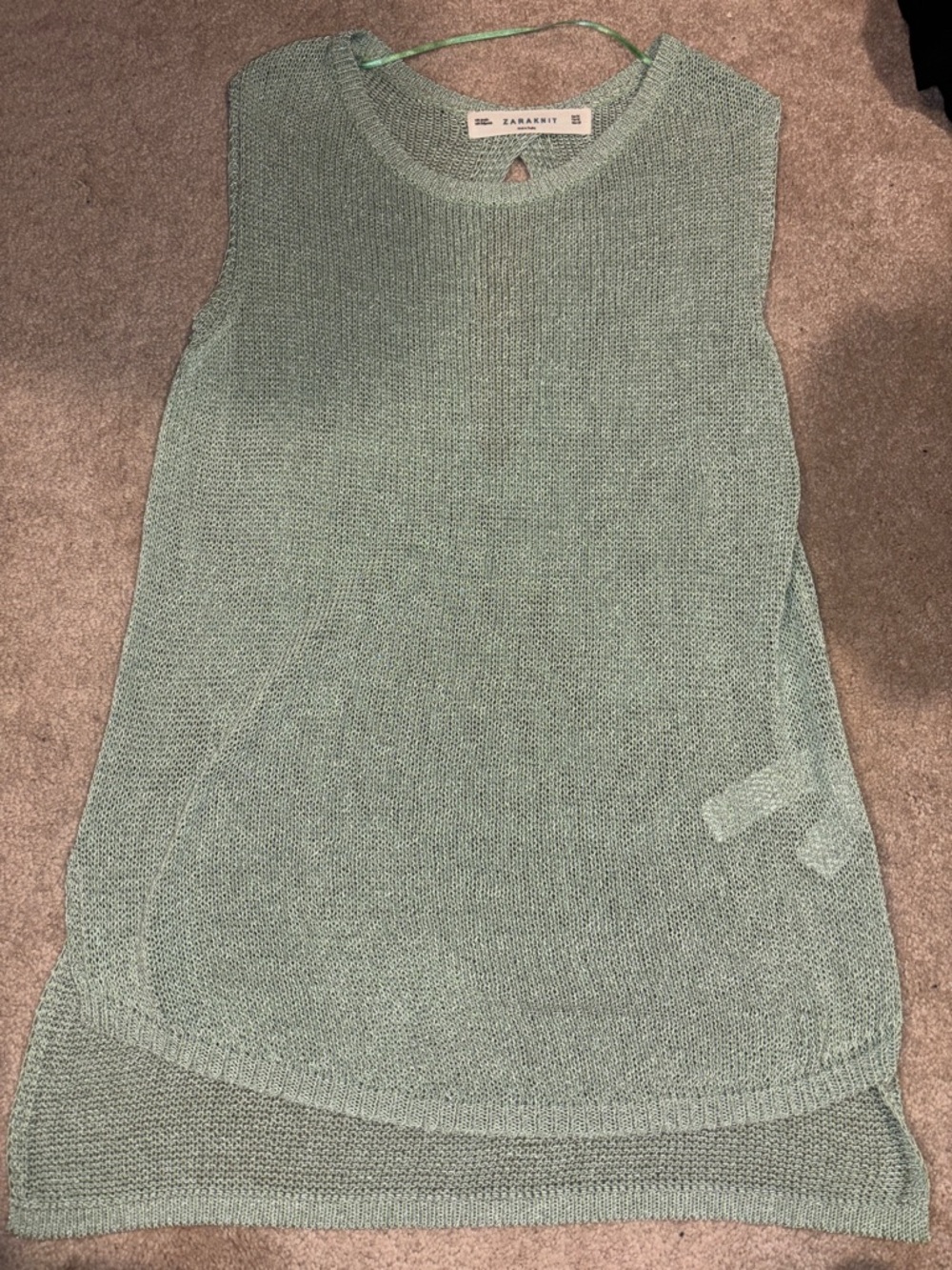 Zara Knit Sleeveless Mint Green Tunic